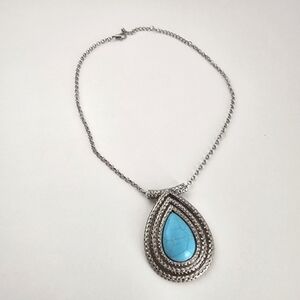 NEW Boho Turquoise Stone Teardrop Pendant Necklace Vintage